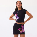 Floral Print Bodycon Mini Dress Set