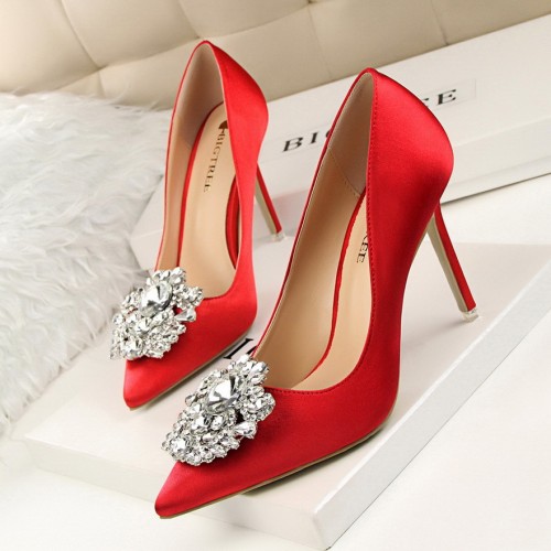 Sparkling Rhinestone Stiletto Heels with Pointed Toe