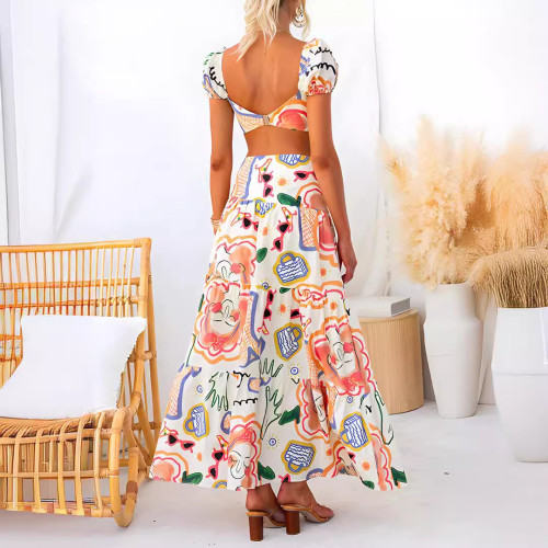 Exclusive Printed Top & Midi Skirt Set