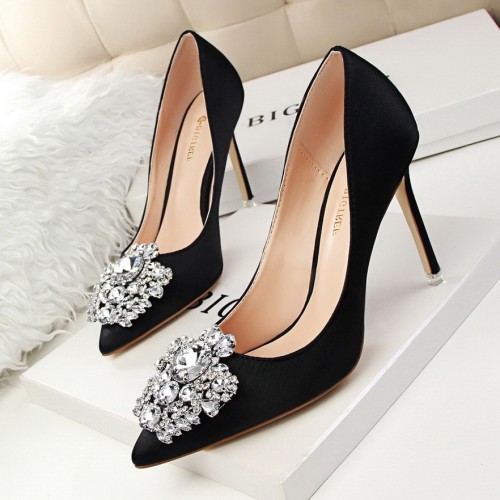 Sparkling Rhinestone Stiletto Heels with Pointed Toe