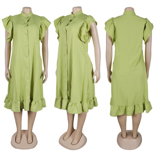 IHOOV Women Sleeveles Ruffles Lace Flying Sleeve Dress