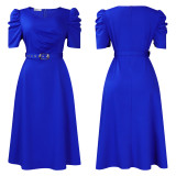 Elegant V-Neck Pleated Midi Dress