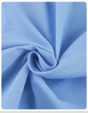 Blue High-Waisted Belted Collared Cotton Linen Maxi Dress