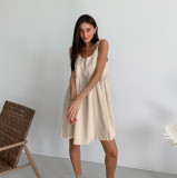 Linen Casual Loose Camisole A-Line Dres