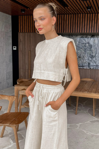 Summer Comfort Elegant Linen Sleeveless Outfit Two-Piece