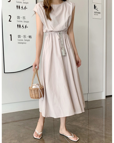Unique Oversized Cotton Linen Midi Dress ihoov Relaxed Fit Casual Summer Dress