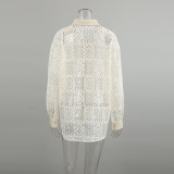 Exquisite Lace Crochet Blouse Elegant Loose Fit Shirt