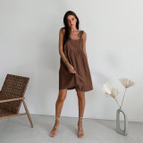 Linen Casual Loose Camisole A-Line Dres