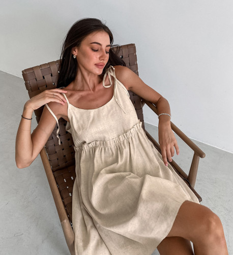 Linen Casual Loose Camisole A-Line Dres