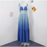 IHOOV Alluring Gradient Halter Maxi Dress