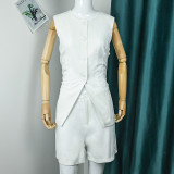 IHOOV Sleeveless High-Waist Two-Piece White Tank Vest Set