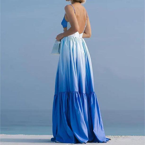 IHOOV Alluring Gradient Halter Maxi Dress
