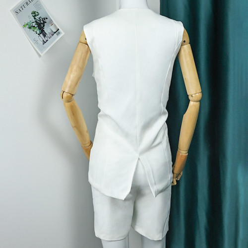 IHOOV Sleeveless High-Waist Two-Piece White Tank Vest Set