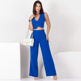 IHOOV Summer Casual Slim-fit Sleeveless Vest and Straight Pants Two-Piece Set for women