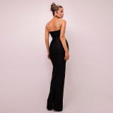IHOOV Stunning Diamante Backless Sleeveless Maxi Dress