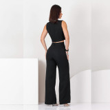 IHOOV Summer Casual Slim-fit Sleeveless Vest and Straight Pants Two-Piece Set for women