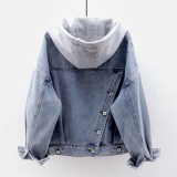 IHOOV Trendy Pocketed Short Design Denim Hoodie Jacket