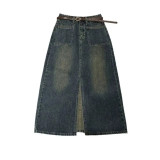 IHOOV Cement Wash Denim Midi Skirt