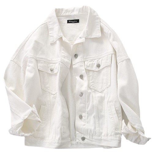 IHOOV White Cotton Long Sleeve Denim Ladies' Jacket Casual Outwear