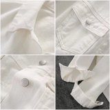IHOOV White Cotton Long Sleeve Denim Ladies' Jacket Casual Outwear