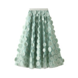 IHOOV Iconic Hepburn-Inspired Voluminous Polka Dot Midi Skirt