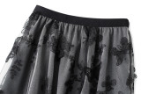 Ihoov Enchanting Lace Butterfly Embroidered Mesh Midi Skirt