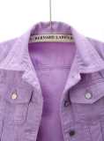 IHOOV Colorful Short Sleeve Denim Jacket for Students