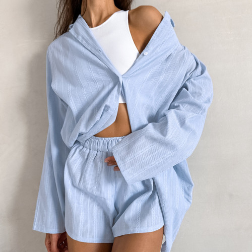 IHOOV Elegant Jacquard Knit Cardigan Sleepwear Set