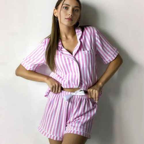 IHOOV Soft Cozy Printed Stripe Knit Pajama Set