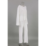 IHOOV Chic and Cozy Knitted White Sleepwear Set