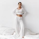 IHOOV Chic and Cozy Knitted White Sleepwear Set