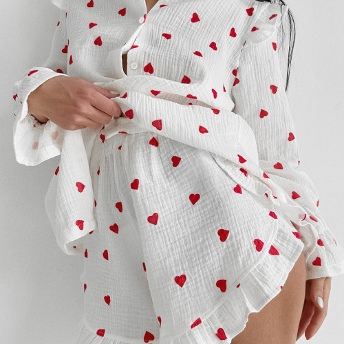 IHOOV Cozy Cotton Teddy Bear Printed Loungewear Set for Women