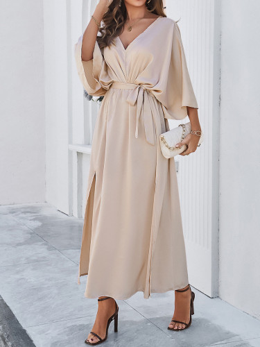 IHOOV Elegant Luxurious and Relaxed V neck Satin Slip Dress