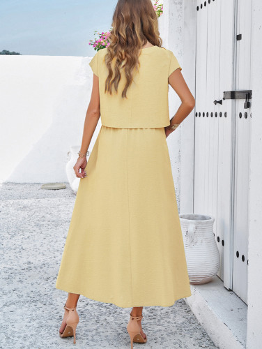 ihoov Elegant and Versatile Outfit Sleeveless Top and Long Skirt Set