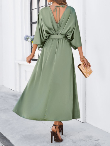 IHOOV Elegant Luxurious and Relaxed V neck Satin Slip Dress