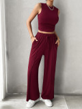 IHOOV Casual Sleeveless Sweater and Pants Set