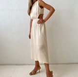 Cotton Back Closure Crop Top Tank Dress