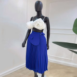 ihoov Captivating Stylish Flair High-Waist Pleated Midi Skirt