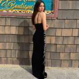 IHOOV Rhinestone Spaghetti Strap Bodycon Maxi Dress