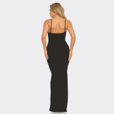 IHOOV Rhinestone Spaghetti Strap Bodycon Maxi Dress
