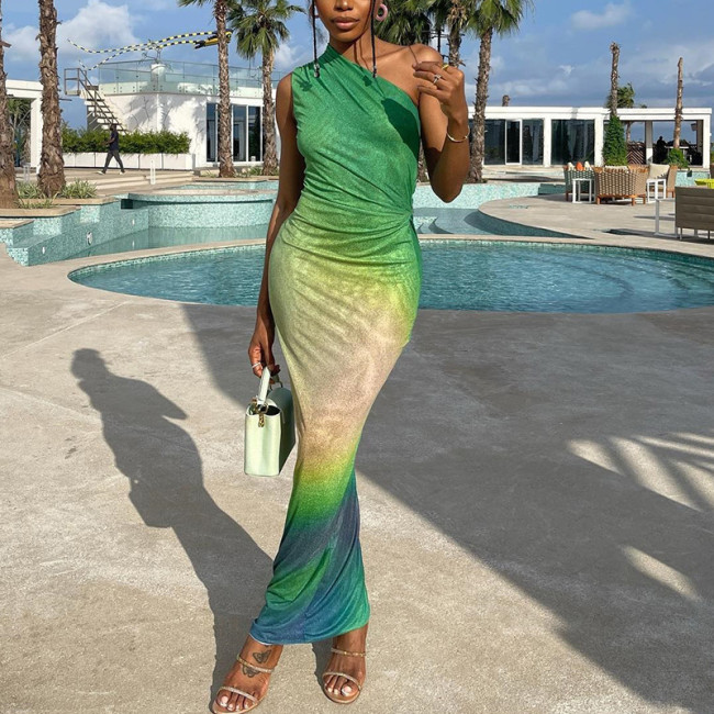 IHOOV Gradient Sleeveless Backless Maxi Dress