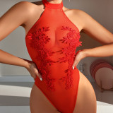 IHOOV Transparent Sexy Floral Bodysuit Slim Fit Lingerie