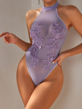 IHOOV Transparent Sexy Floral Bodysuit Slim Fit Lingerie
