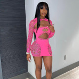 IHOOV Sparkling Cutout Crop Top Mini Dress