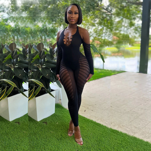 Captivating Sheer Elegance Meets Alluring Backless Bodysuit