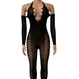 Captivating Sheer Elegance Meets Alluring Backless Bodysuit