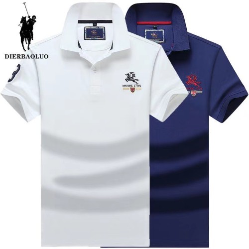 IHOOV Men's Summer Business Casual Pure Cotton Collar Embroidered Logo T-Shirt Polo Shirt