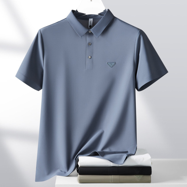 ihoov Summer Business Casual Lightweight  Wrinkle-Free Stretch Polo Shirt