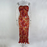 IHOOV Captivating Floral Print Backless Bodycon Maxi Dress