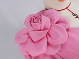 Large Floral Slant Shoulder Single Sleeve Waistless Large Hem Women's Evening Long Dresses